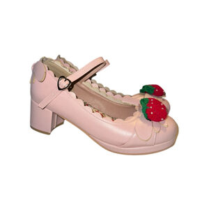 Pink Strawberry Embellished Heels